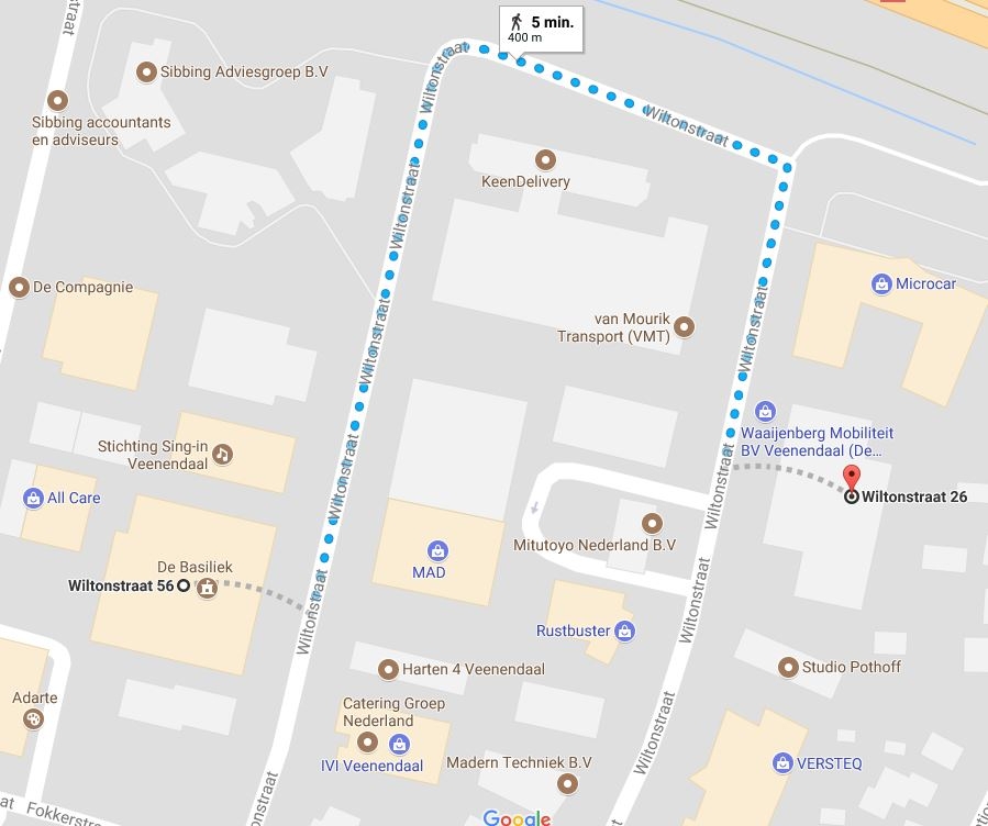 Route van de Basiliek naar de fabriek
